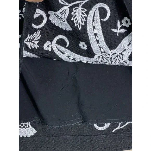 Maeve Anthropologie Dress Womens 10 Black Tunic Sleeveless Embroidered Lined - Picture 7 of 11